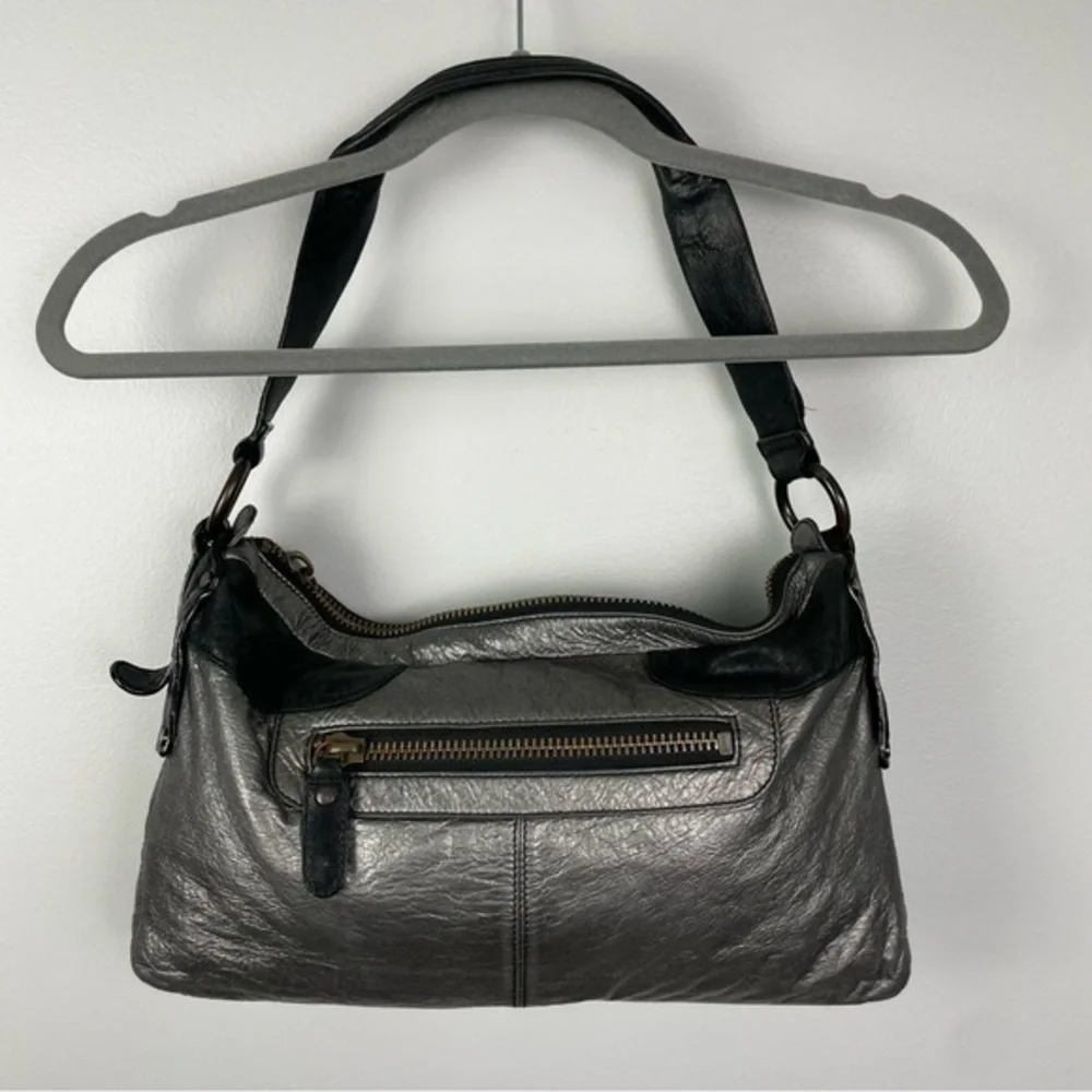 BCBG MAXAZRIA Metallic Silver Pewter Shoulder Bag‎